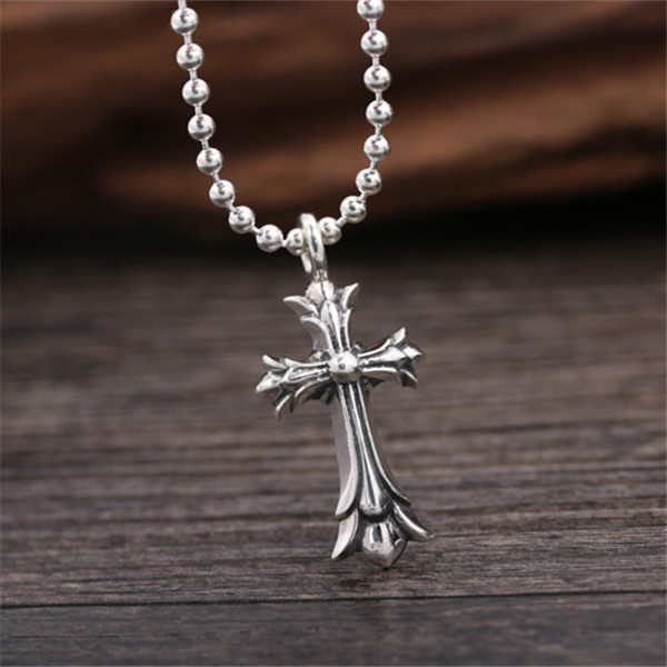 925 sterling silver double crosses pendants necklaces American European gothic punk style antique vintage luxury jewelry accessories gifts