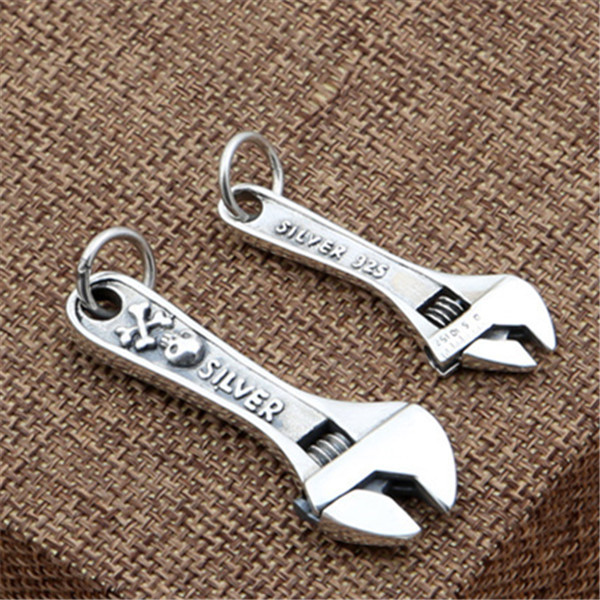 925 sterling silver wrench pendants necklaces American European gothic punk style antique vintage luxury jewelry accessories gifts
