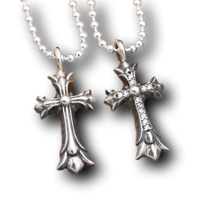 925 sterling silver double crosses pendants necklaces American European gothic punk style antique vintage luxury jewelry accessories gifts