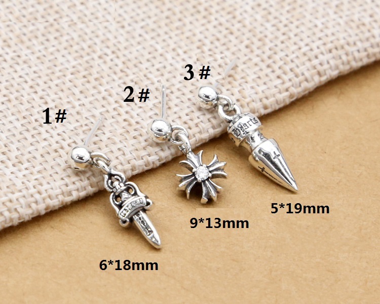 925 sterling silver stud earrings vintage American European gothic punk style antique designer jewelry luxury accessories