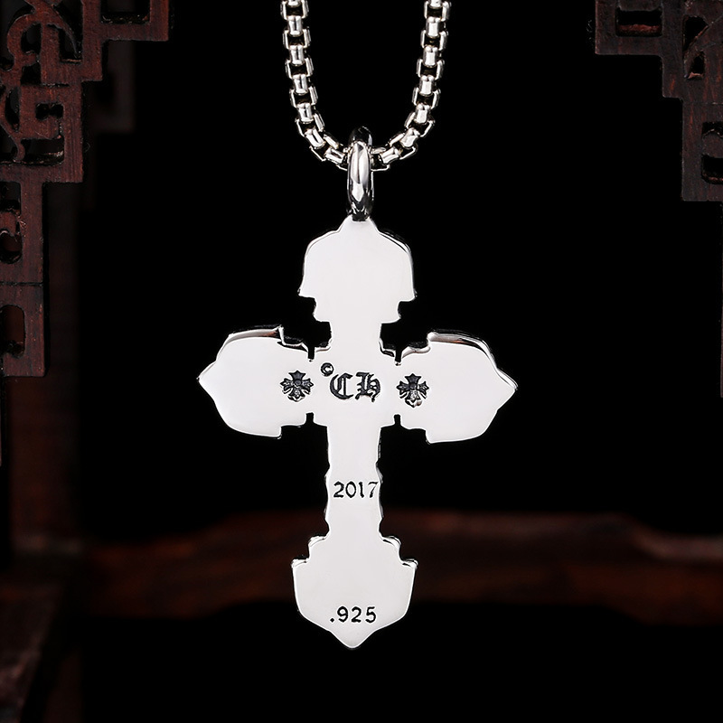 925 sterling silver cross necklace pendant without chain vintage American European gothic punk Luxury brand jewelry accessories