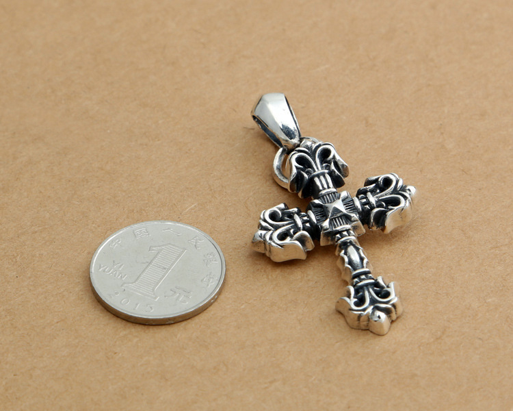 925 sterling silver cross necklace pendant without chain vintage American European gothic punk style antique Luxury brand jewelry accessories