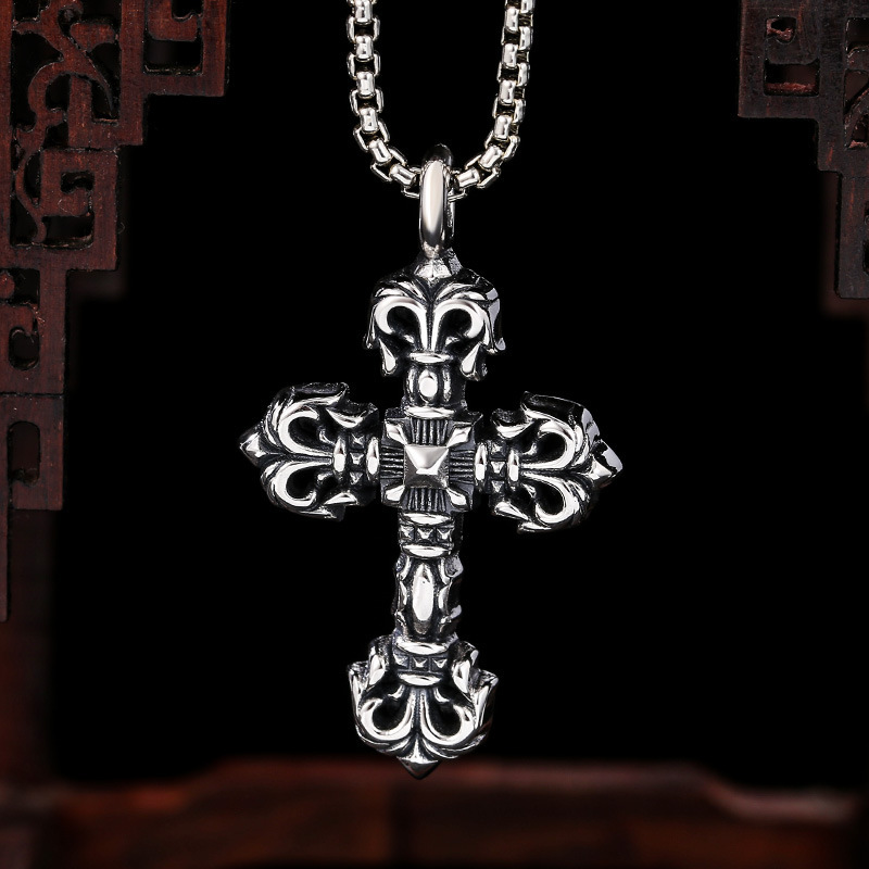 925 sterling silver cross necklace pendant without chain vintage American European gothic punk Luxury brand jewelry accessories