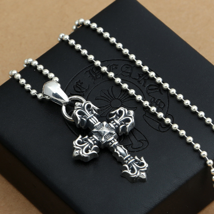 925 sterling silver cross necklace pendant without chain vintage American European gothic punk style antique Luxury brand jewelry accessories