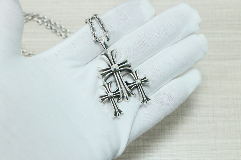 925 sterling silver Triple cross necklace pendant  American European vintage gothic punk antique designer Luxury brand jewelry accessories
