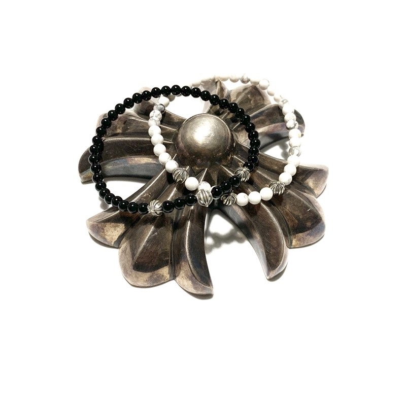 White turquoise Black agate Beaded elastic bracelets 925 crosses beads American European designer jewelry accessories