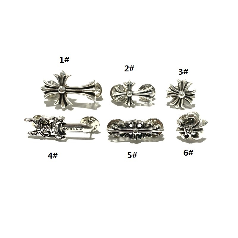 925 sterling silver crosses sword anchors brooches collar pins antique handmade punk hip-hop Luxury jewelry accessories