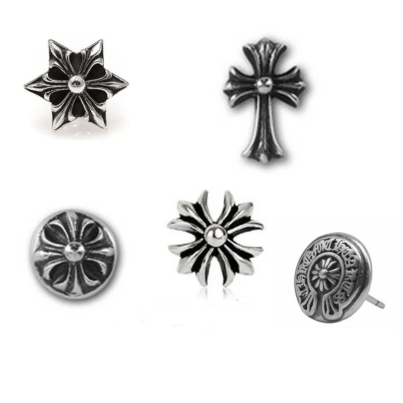 925 sterling silver crosses stud earrings American European gothic punk style antique designer luxury jewelry accessories