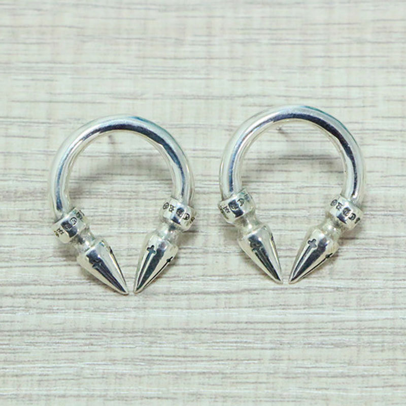 925 sterling silver bullets stud earrings American European gothic punk style antique designer jewelry luxury accessories