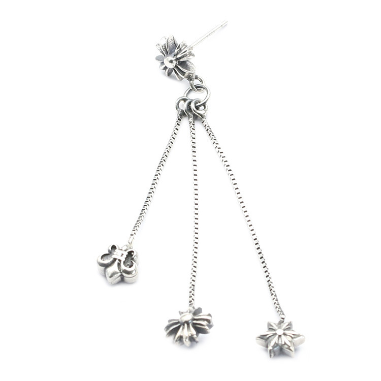 925 sterling silver crosses tassel stud dangle earrings American European gothic punk style antique designer jewelry luxury accessories