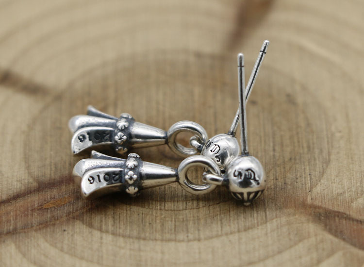 925 sterling silver crosses fishtail stud dangle earrings American European gothic punk style antique designer jewelry luxury accessories