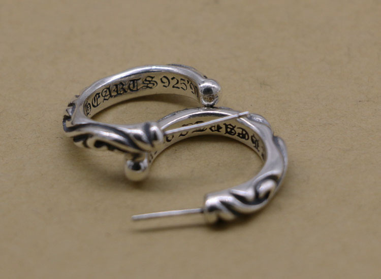 925 sterling silver scroll hoop stud earrings American European gothic punk style antique designer jewelry luxury accessories