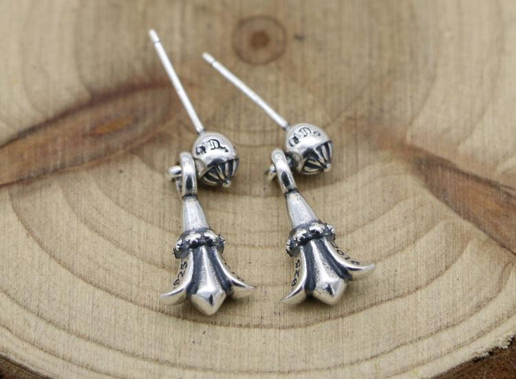 925 sterling silver crosses fishtail stud dangle earrings American European gothic punk style antique designer jewelry luxury accessories