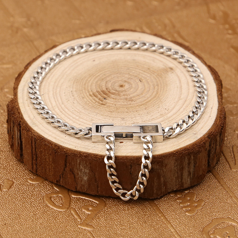 925 sterling silver link chain bracelets antique gothic punk jewelry accessories  with watch clasps
