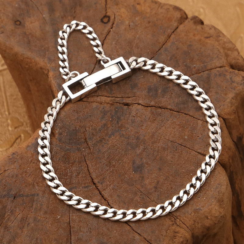925 sterling silver link chain bracelets antique gothic punk jewelry accessories  with watch clasps