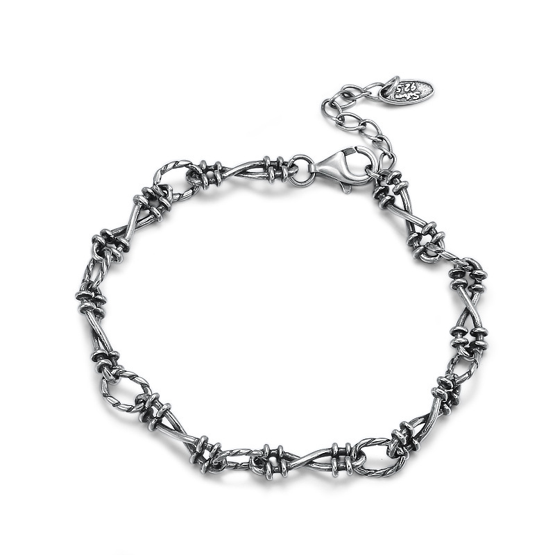 925 sterling silver link chain bracelets antique gothic punk jewelry accessories with lobster clasps