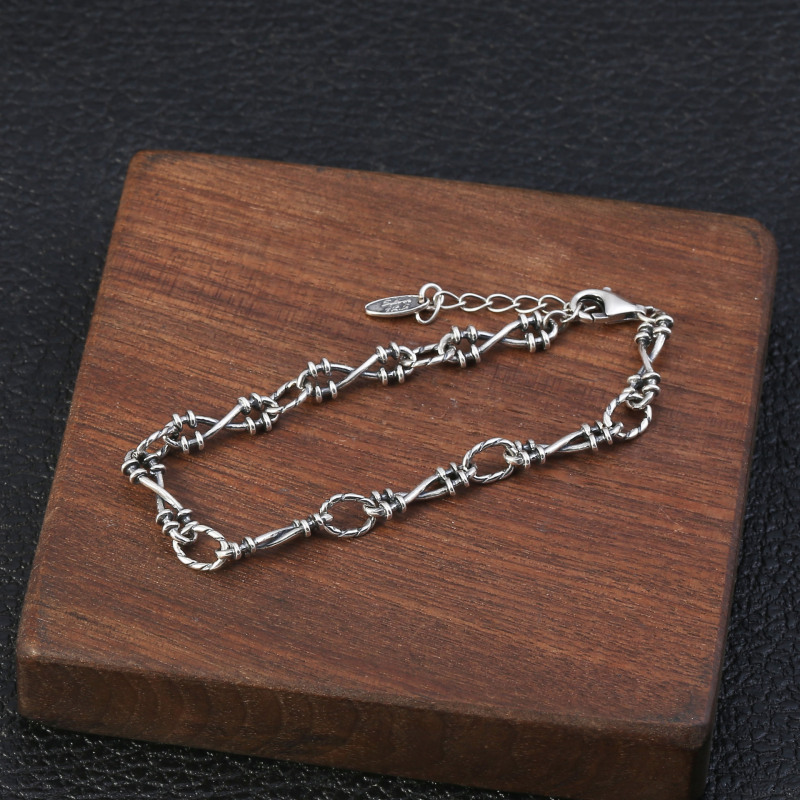 925 sterling silver link chain bracelets antique gothic punk jewelry accessories with lobster clasps