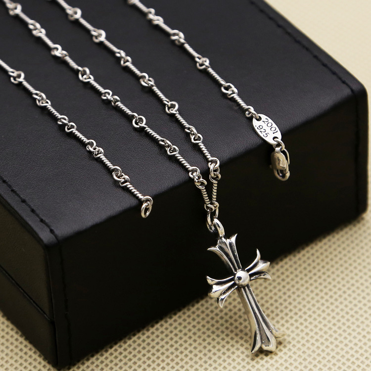 925 sterling silver cross pendant necklaces American European gothic punk style antique vintage luxury jewelry accessories gifts