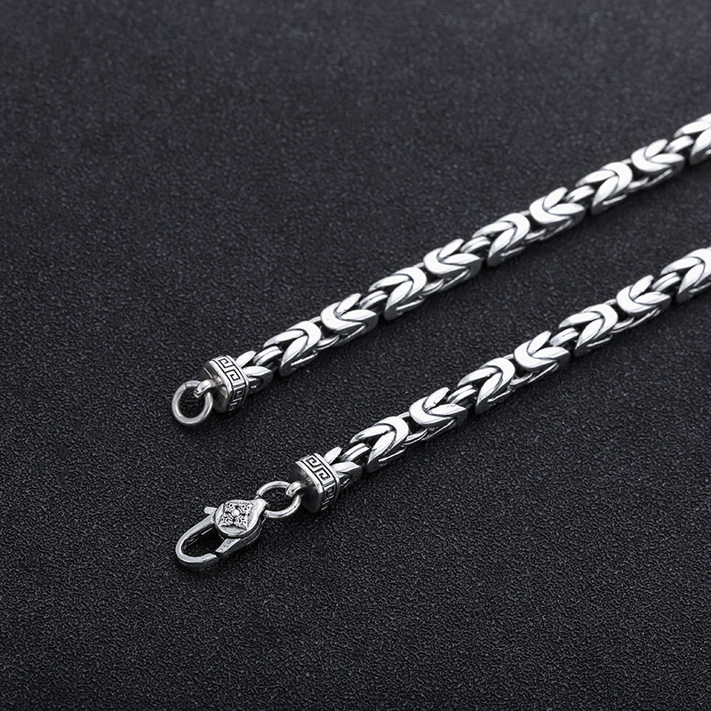 925 sterling silver braided knots link chain men's necklaces gothic punk style antique vintage luxury jewelry accessories gifts