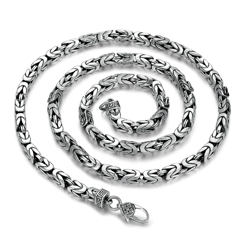925 sterling silver braided knots link chain men's necklaces gothic punk style antique vintage luxury jewelry accessories gifts