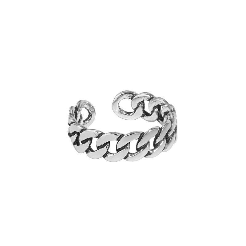 925 sterling silver link chain adjustable band rings antique handmade designer punk hip-hop Luxury jewelry accessories