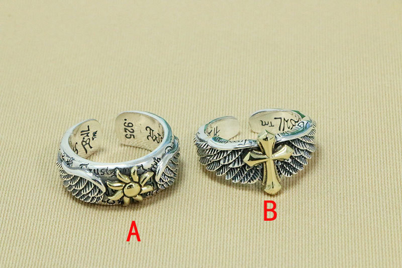 925 sterling silver sun crosses adjustable band rings with antique vintage punk hip-hop Luxury jewelry accessories