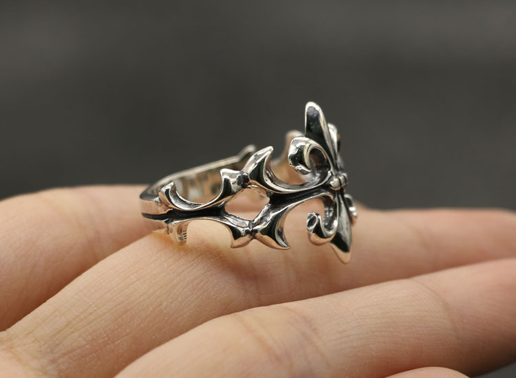 925 sterling silver crosses anchor band rings antique handmade vintage punk hip-hop Luxury jewelry accessories