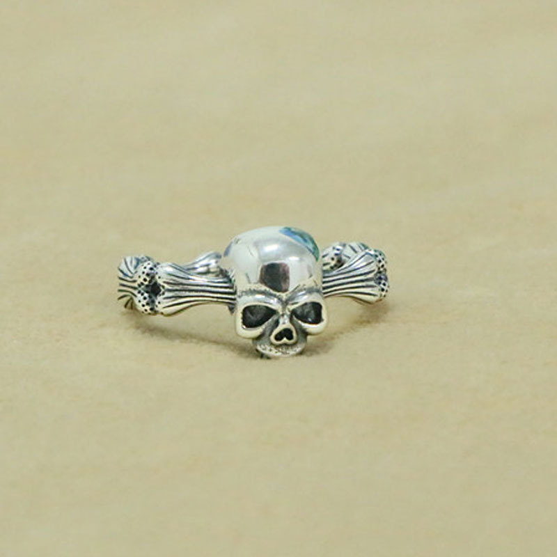 925 sterling silver skull skeleton adjustable band rings antique vintage punk hip-hop Luxury jewelry accessories
