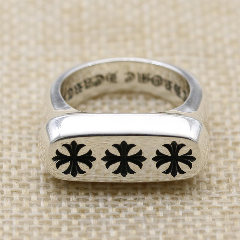 925 sterling silver smooth crosses band rings  antique handmade vintage punk hip-hop Luxury jewelry accessories