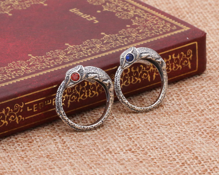 925 sterling silver adjustable rings lizard antique handmade designer punk hip-hop Luxury jewelry accessories