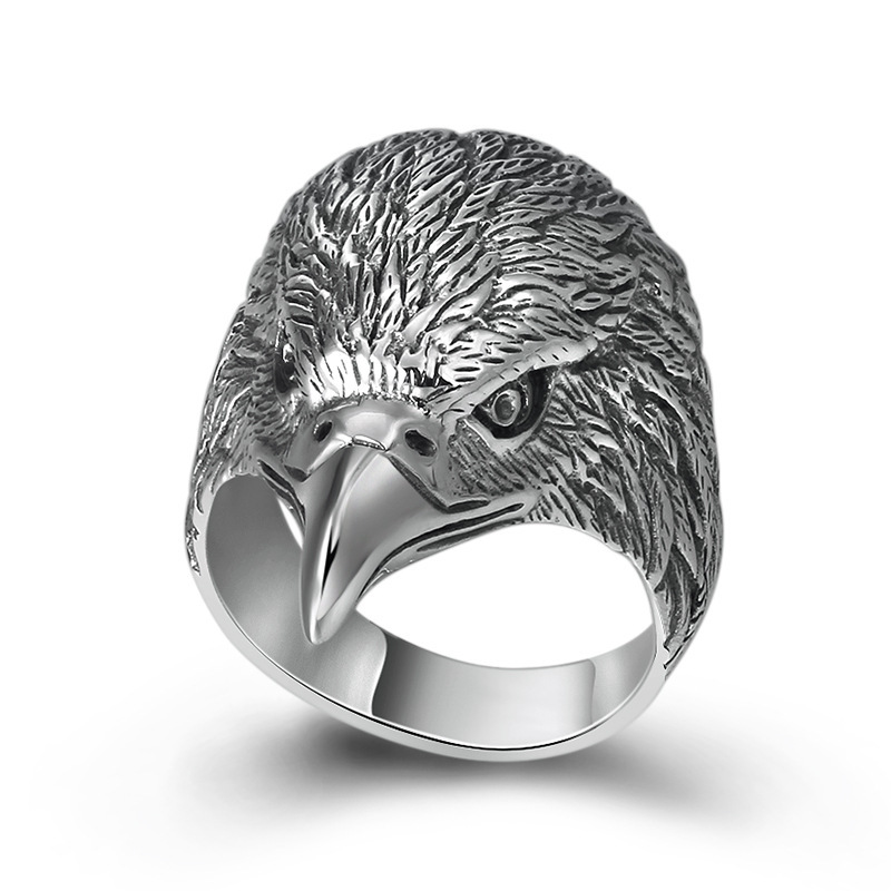 925 sterling silver eagle head band rings antique handmade designer punk hip-hop Luxury jewelry accessories