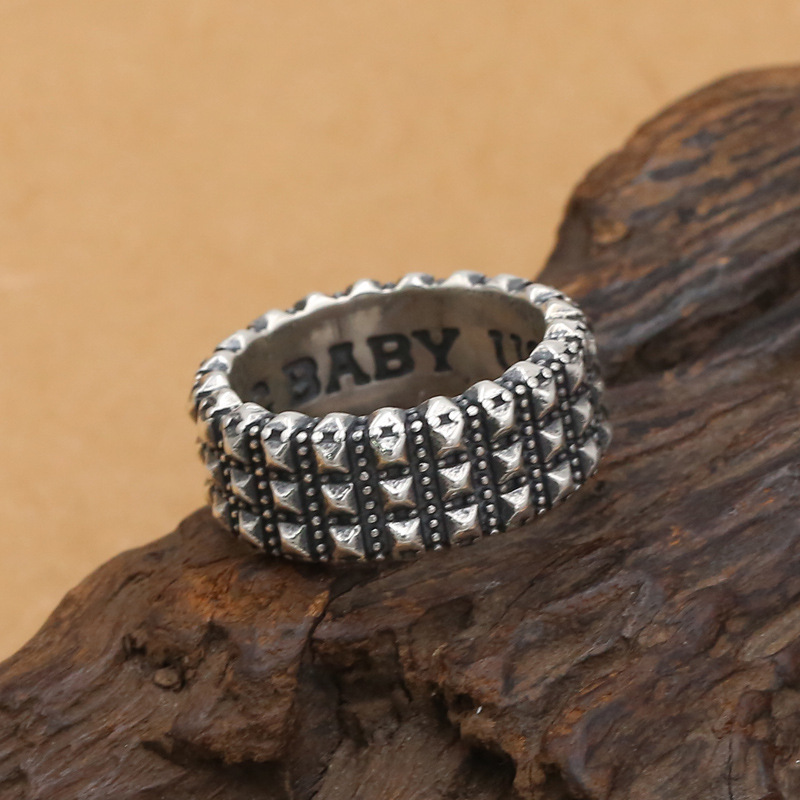 925 sterling silver band rings American Europe antique handmade designer punk hip-hop Luxury jewelry accessories