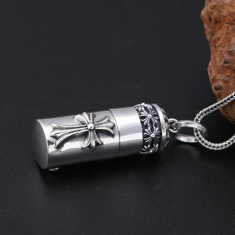 925 sterling silver cross container necklaces pendants gothic punk hiphop antique vintage luxury jewelry accessories