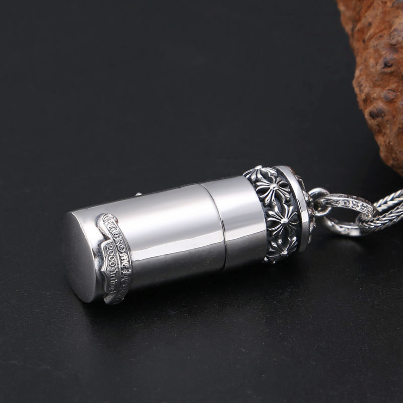 925 sterling silver cross container necklaces pendants gothic punk hiphop antique vintage luxury jewelry accessories