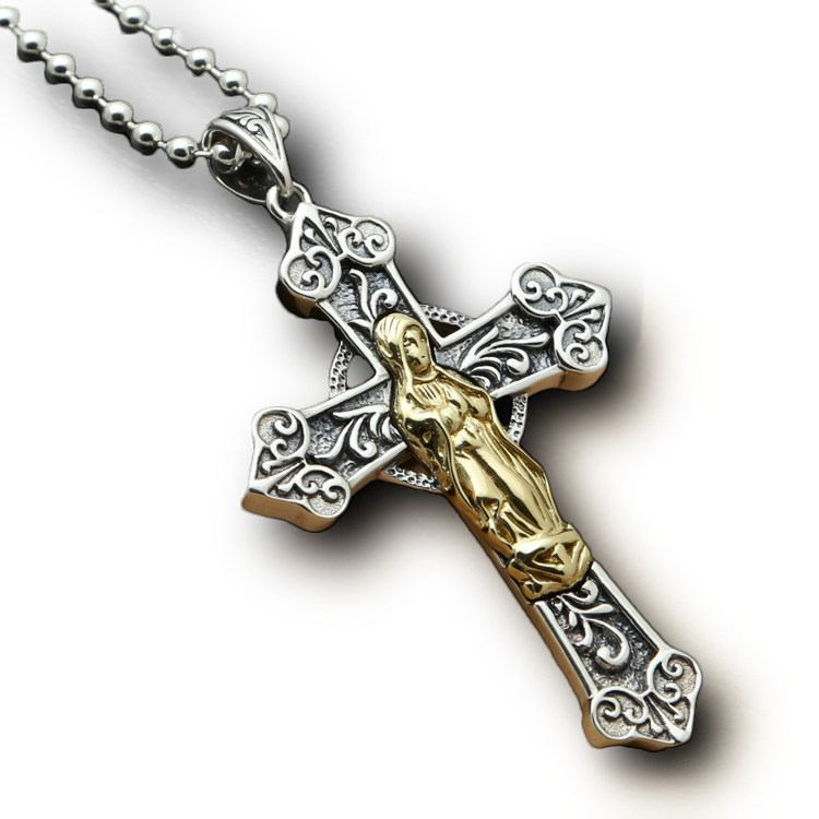 925 sterling silver cross necklace pendants virgin Mary vintage gothic punk antique designer Luxury jewelry accessories