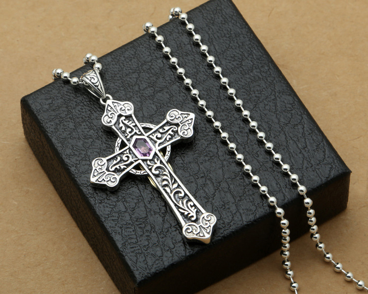 925 sterling silver cross necklace pendants virgin Mary vintage gothic punk antique designer Luxury jewelry accessories