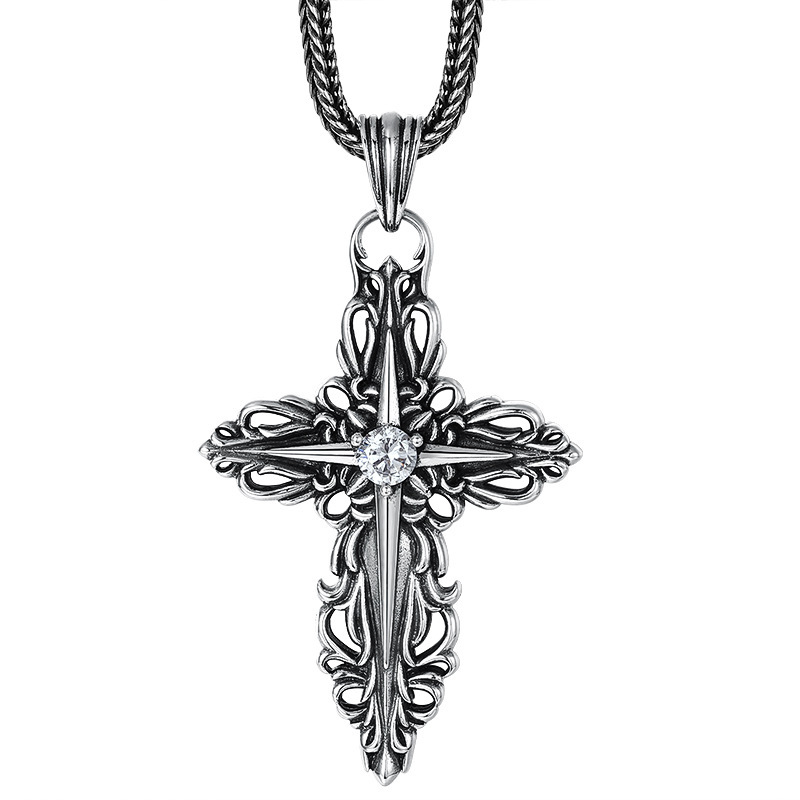 925 sterling silver cross necklace pendants vintage gothic punk antique designer Luxury jewelry accessories