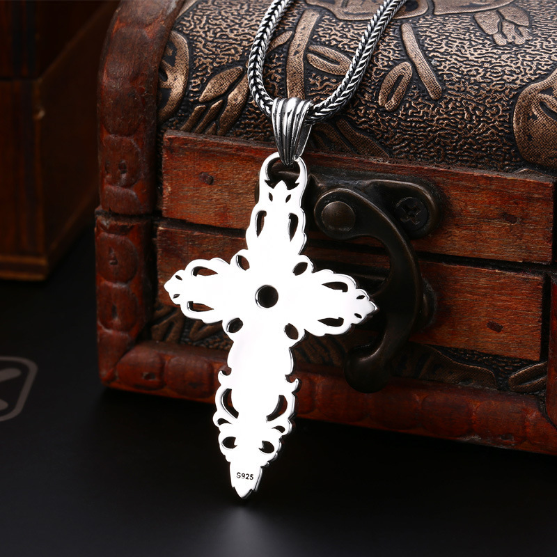 925 sterling silver cross necklace pendants vintage gothic punk antique designer Luxury jewelry accessories