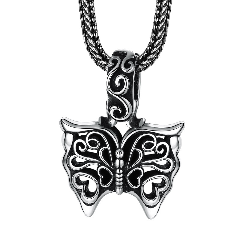 925 sterling silver scroll butterfly necklace pendants vintage gothic punk antique designer Luxury jewelry accessories