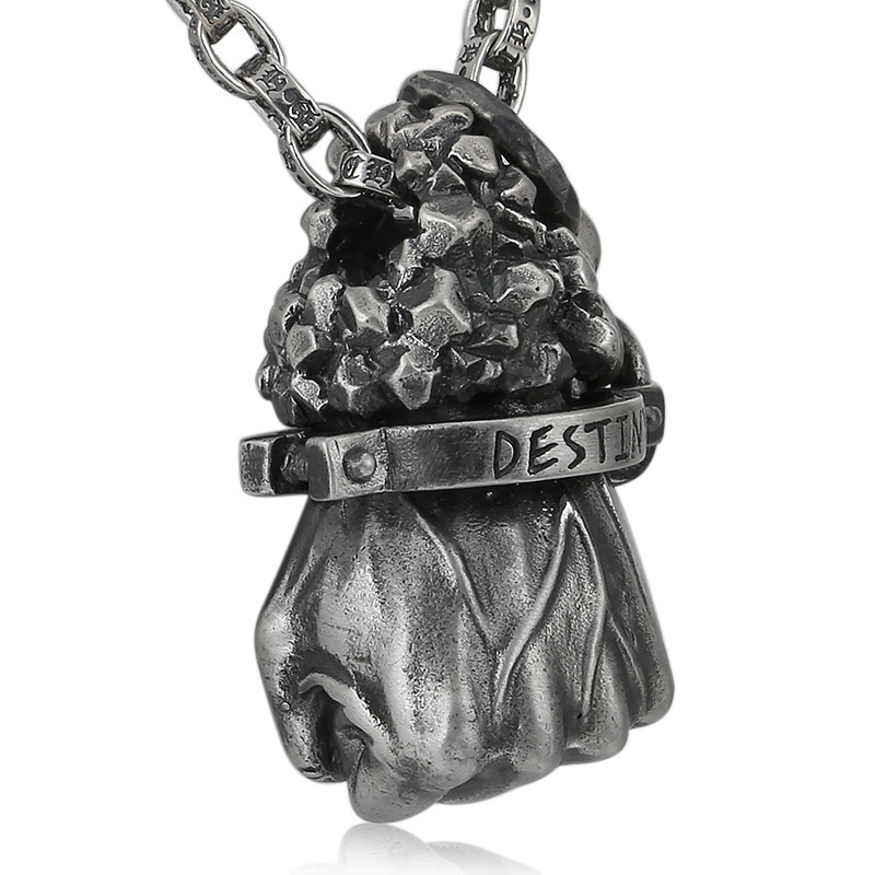 925 sterling silver men's fist necklace pendants vintage gothic punk antique designer Luxury jewelry accessories