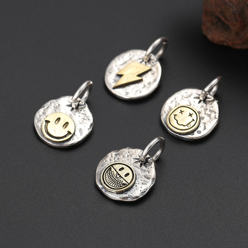 925 sterling silver smile lightning necklace pendants vintage gothic punk antique designer Luxury jewelry accessories
