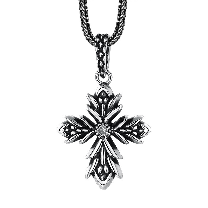 925 Sterling Silver Cross Necklace Pendants Vintage Gothic Punk Antique Designer Luxury Jewelry Accessories