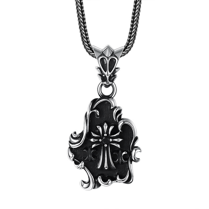 925 Sterling Silver Cross Necklace Pendants Vintage Gothic Punk Hiphop Antique Designer Luxury Jewelry Accessories