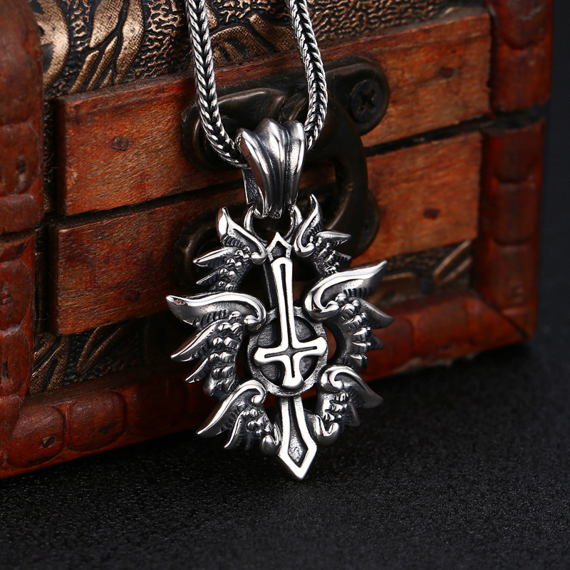 925 Sterling Silver Cross badge Necklace Pendants Vintage Gothic Punk Antique Designer Luxury Jewelry Accessories
