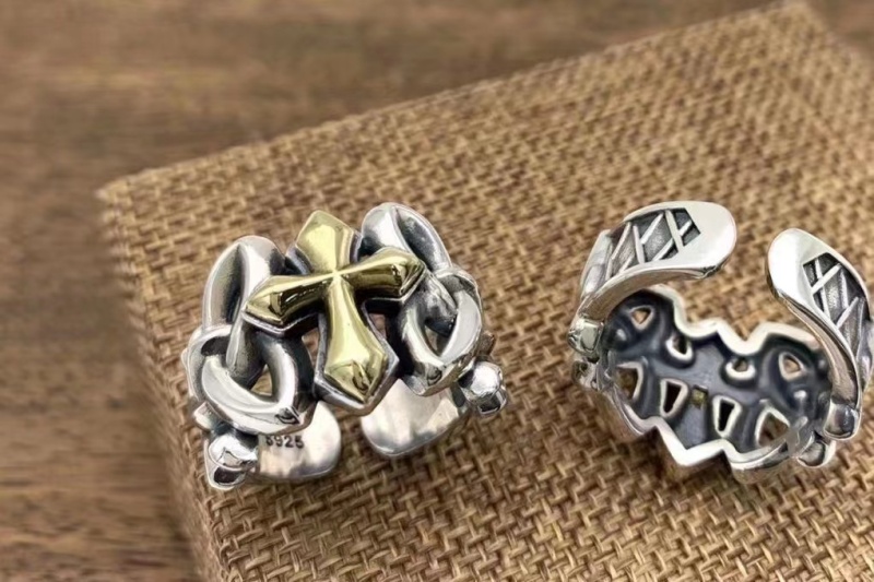 925 Sterling Silver Cross Adjustable band rings 2-tone color Vintage Gothic Punk Antique Designer Luxury Jewelry Accessories