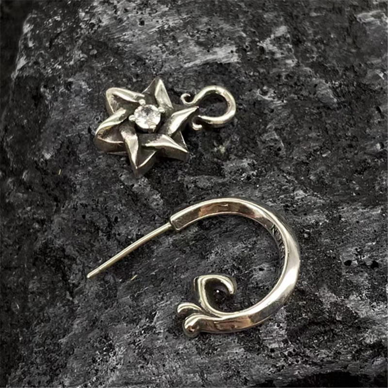 925 Sterling Silver Cross  Hoop Dangle Stud Earring Vintage Gothic Punk Antique Designer Luxury Jewelry Accessories