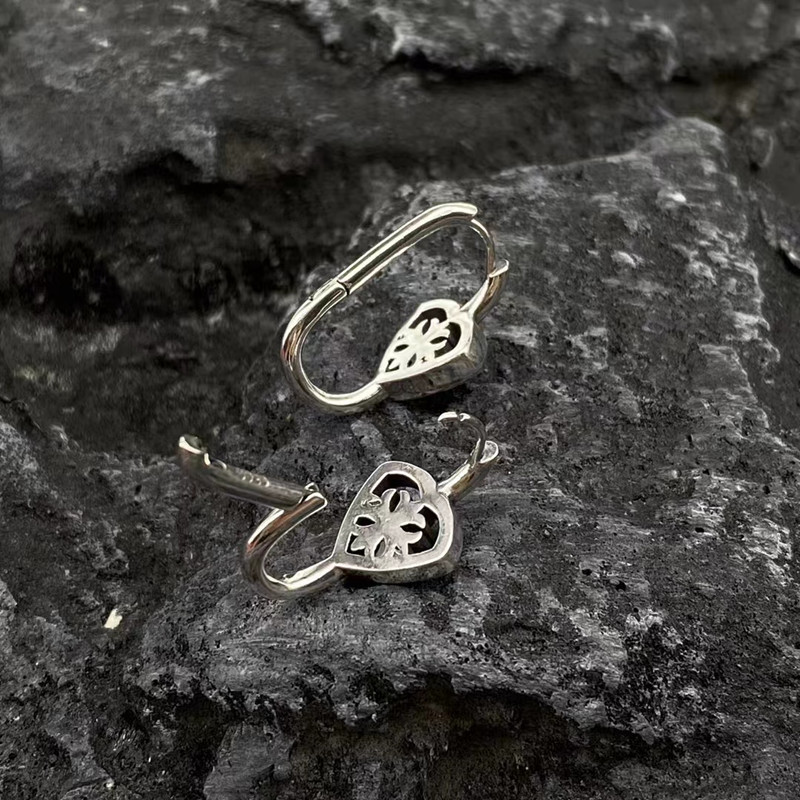 925 Sterling Silver Cross  Hoop Huggie Earring Vintage Gothic Punk Hiphop Antique Designer Luxury Jewelry Accessories