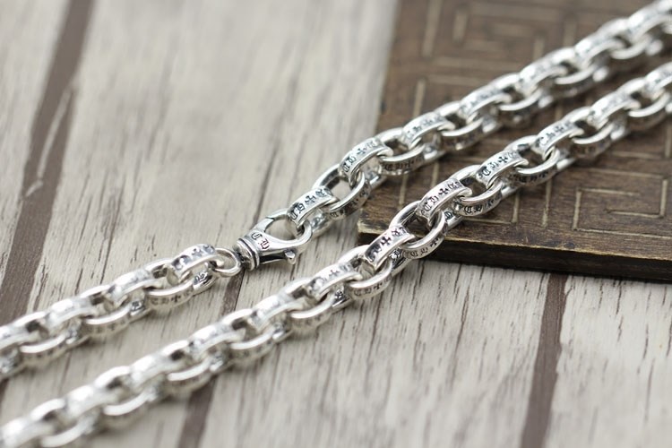 925 Sterling Silver Cross Link Chain Necklace Vintage Gothic Punk Hiphop Antique Designer Luxury Jewelry Accessories