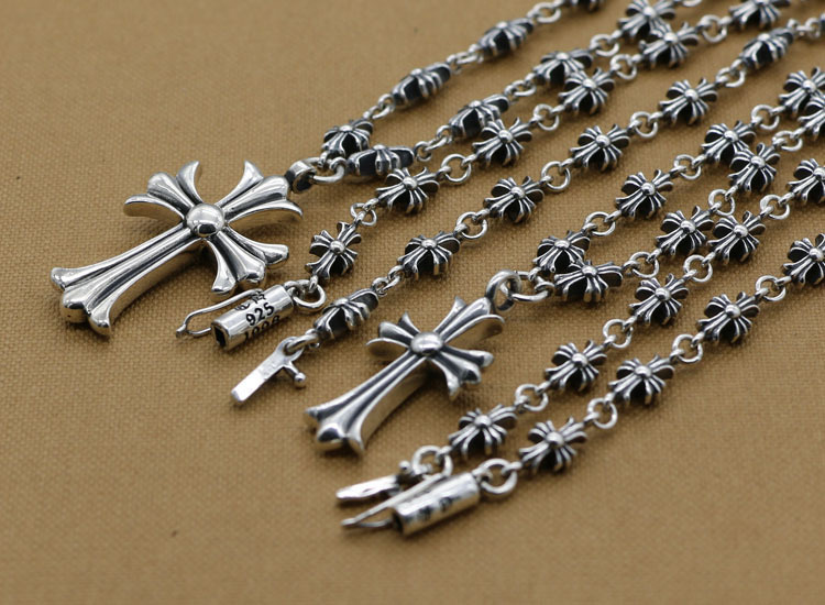 925 Sterling Silver Cross Pendants Necklace Vintage Gothic Punk Hiphop Antique Designer Luxury Jewelry Accessories