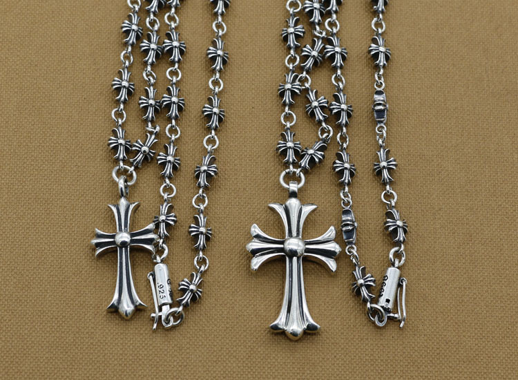 925 Sterling Silver Cross Pendants Necklace Vintage Gothic Punk Hiphop Antique Designer Luxury Jewelry Accessories